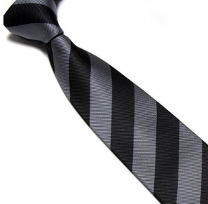 Black and Grey Striped Club Tie