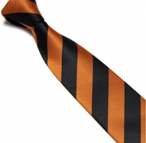 Black and Orange Striped Club Tie