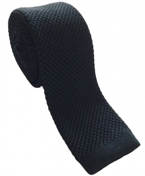 Black Silk Knitted Skinny Tie