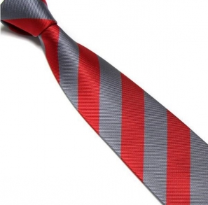 Red and Grey Striped Club Tie