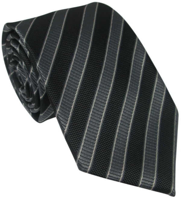 Black and Grey Striped Silk Tie | With Free And Fast UK Delivery
