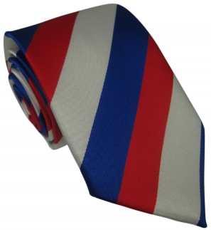 Red Blue and White Striped Silk Tie