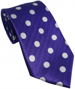 Purple and White Polka Dot Silk Tie
