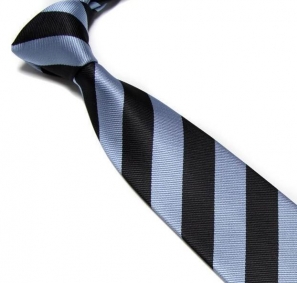 Light Blue and Black Striped Club Tie