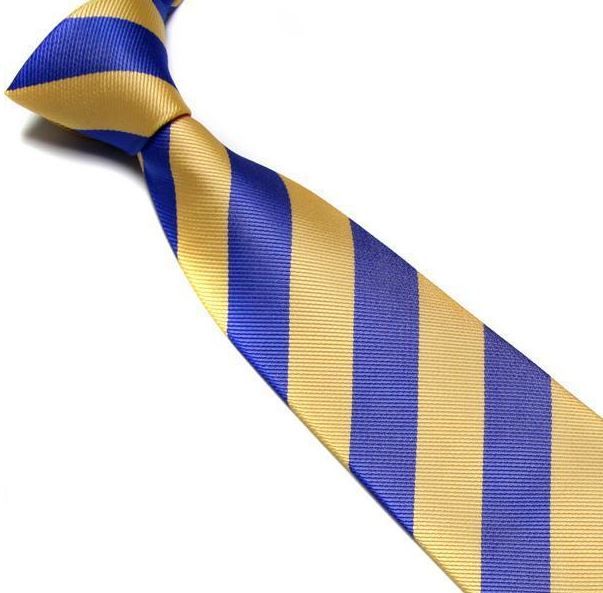 Blue and Yellow Striped Club Tie