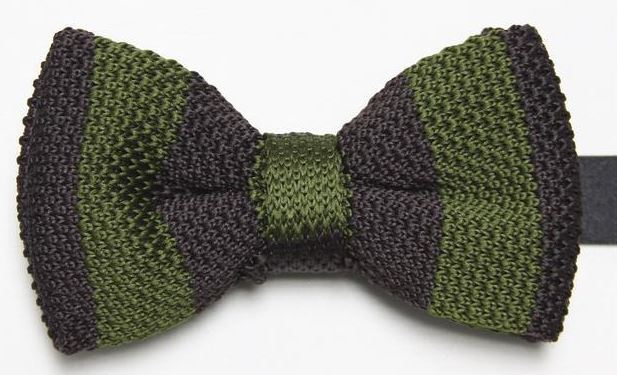 Dark Olive and Brown Knitted Bow Tie