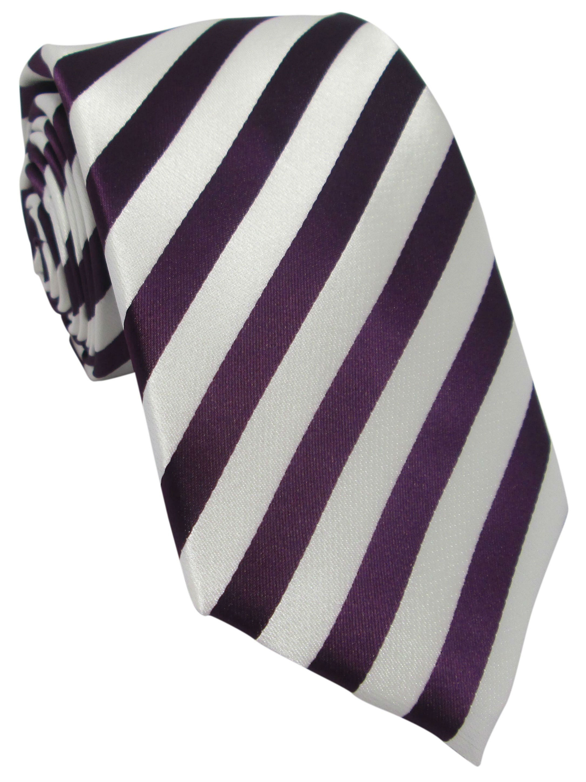 Deep Purple and White Striped Tie