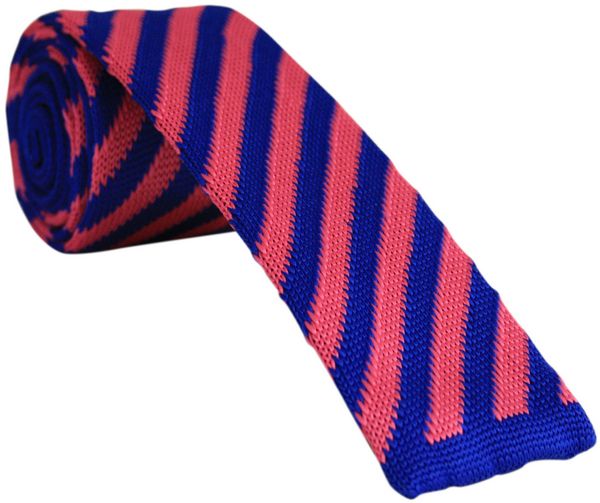 Hot Pink and Blue Knitted Tie