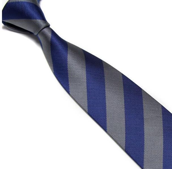 Navy and Silver Striped Club Tie