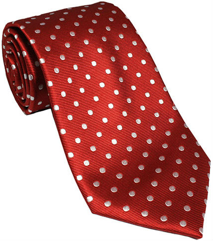 Red Silk Tie with White Polka Dots