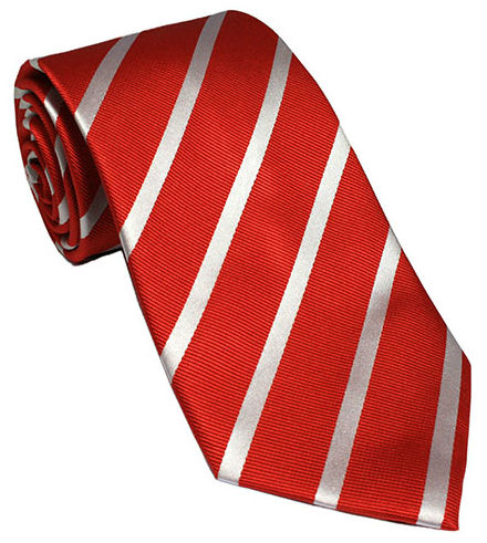 Red with White Stripes Silk Tie