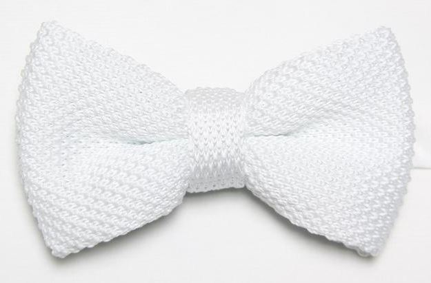 White Knitted Bow Tie