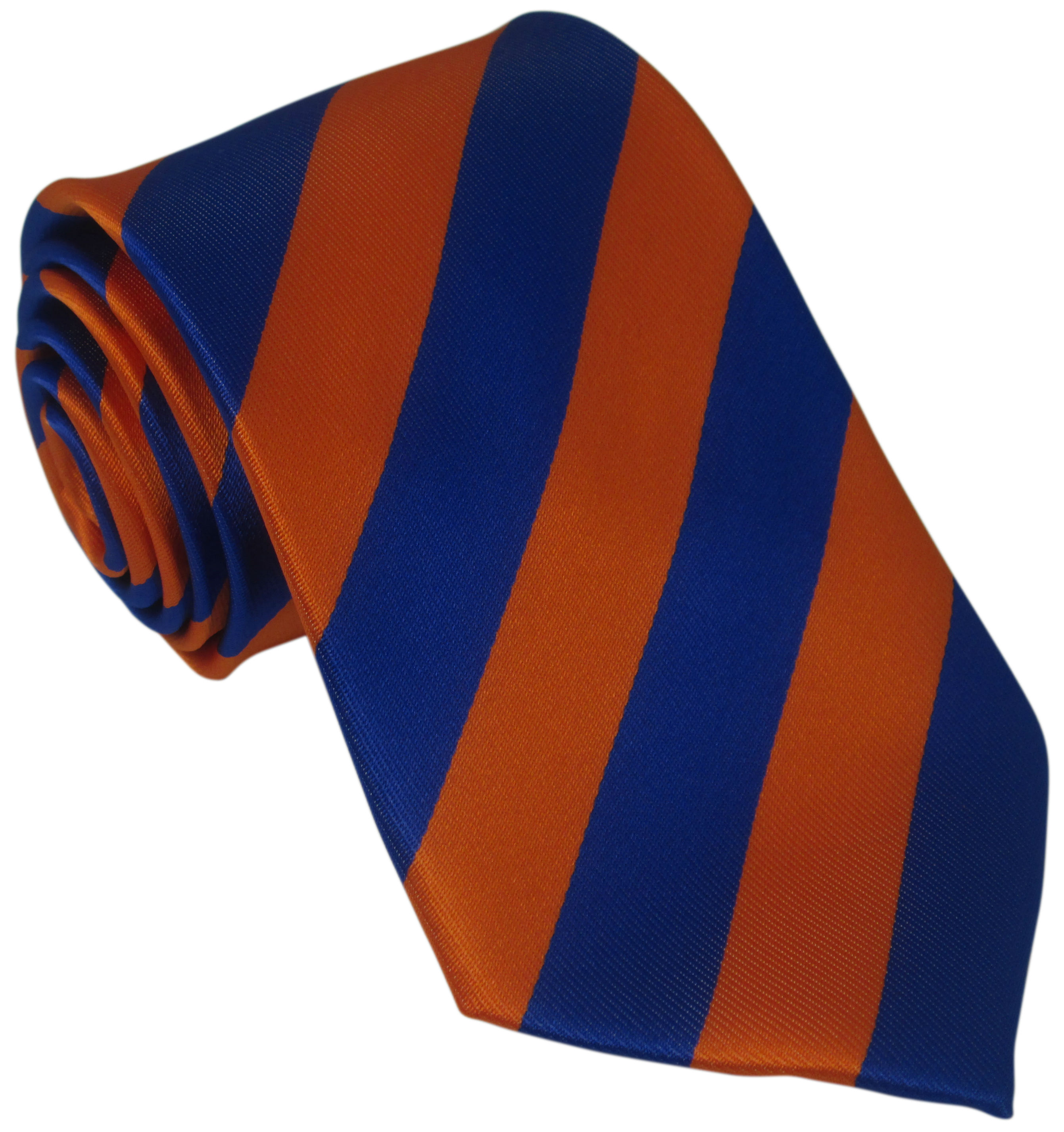 Orange and Blue Striped Silk Tie