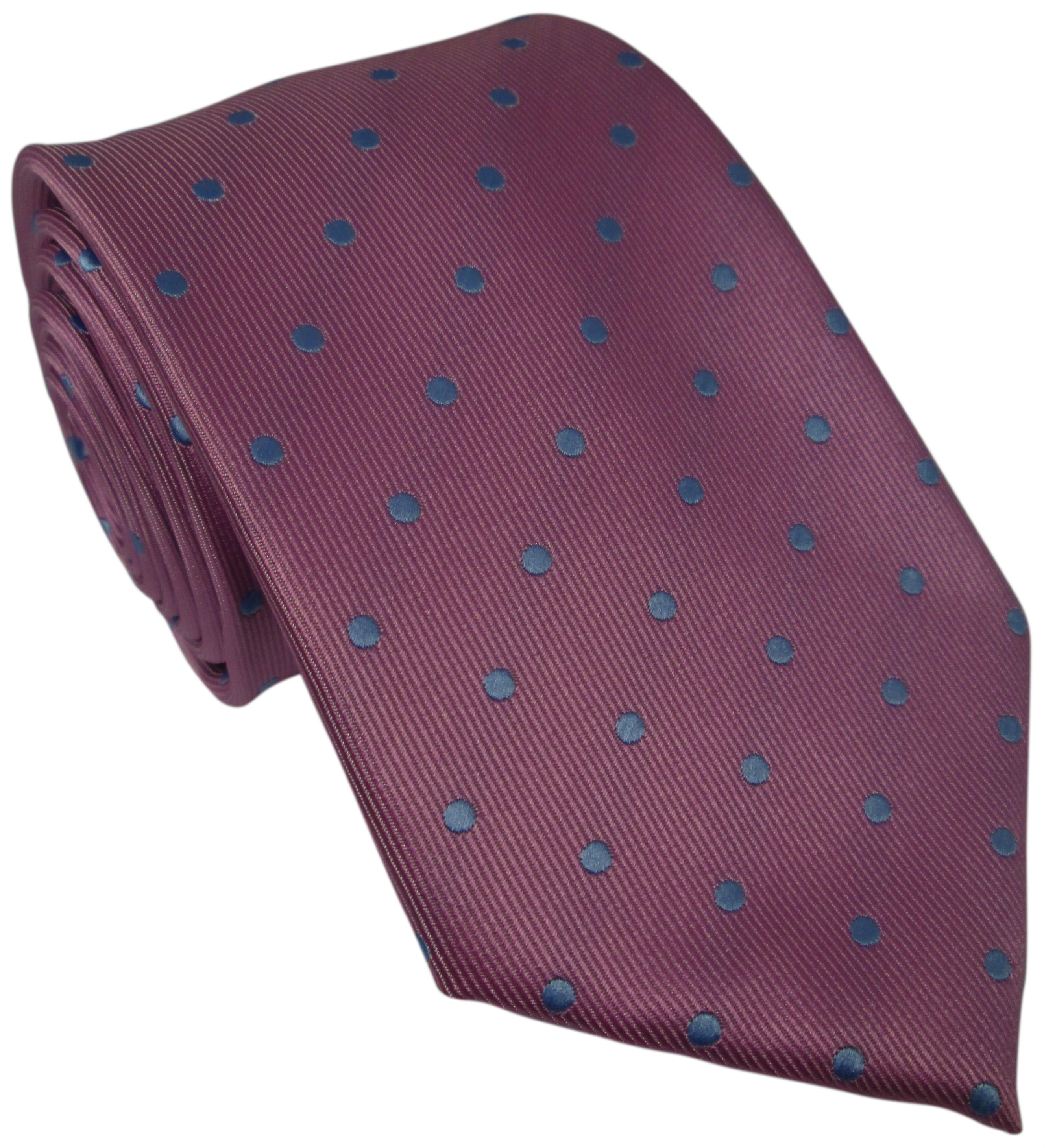 Pink Silk Tie with Blue Polka Dot