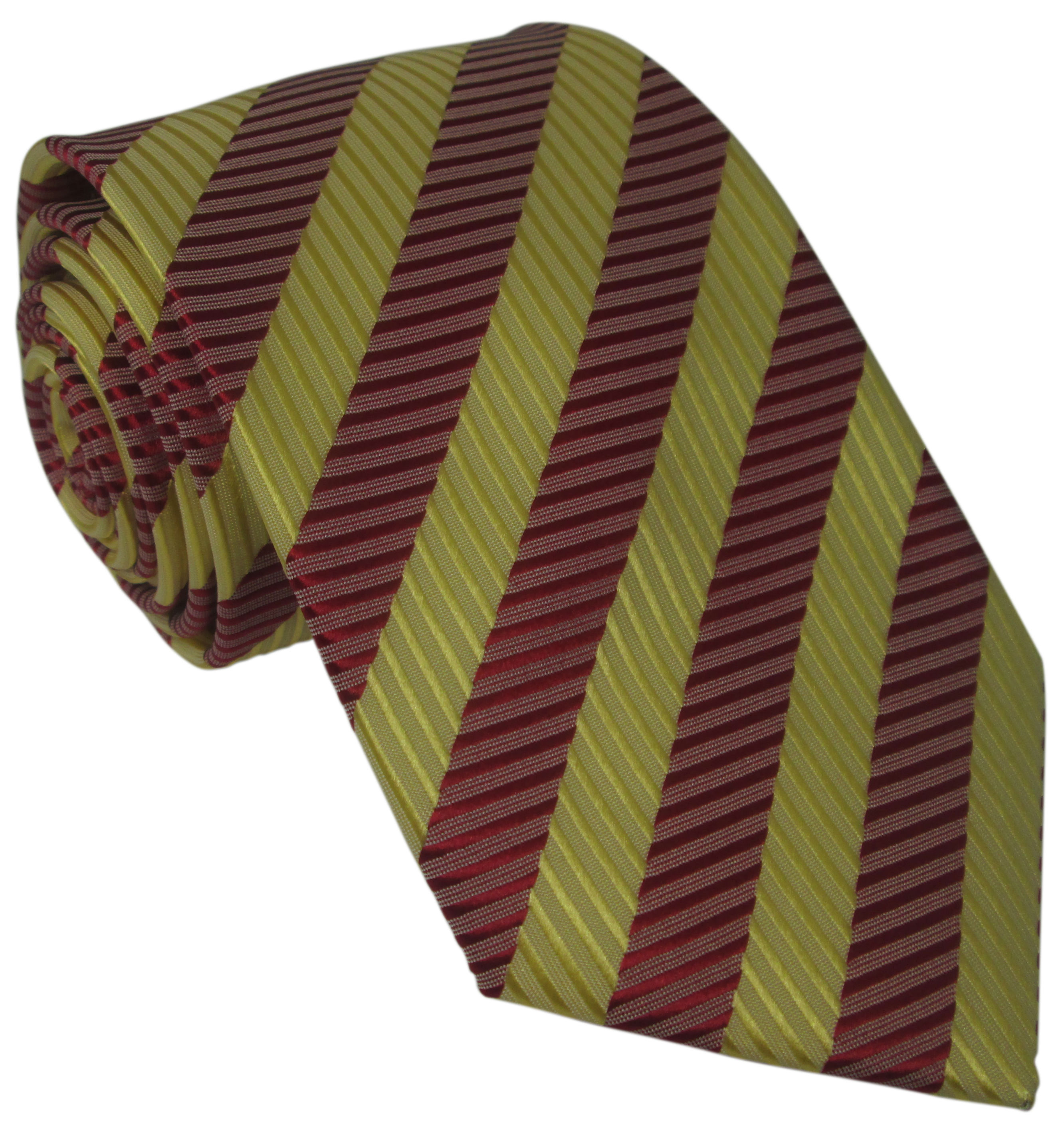 Red and Yellow Thin Striped Silk Tie