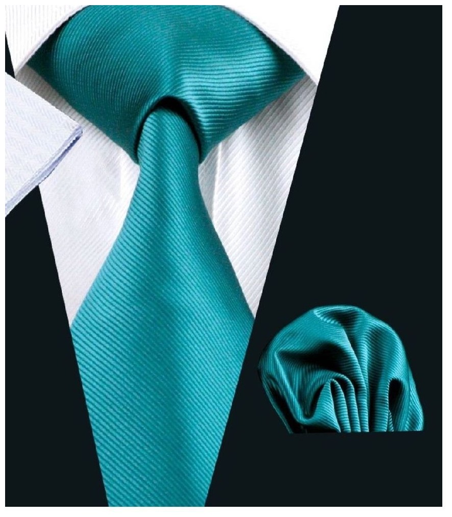 Teal Silk Tie with Matching Pocket Square 