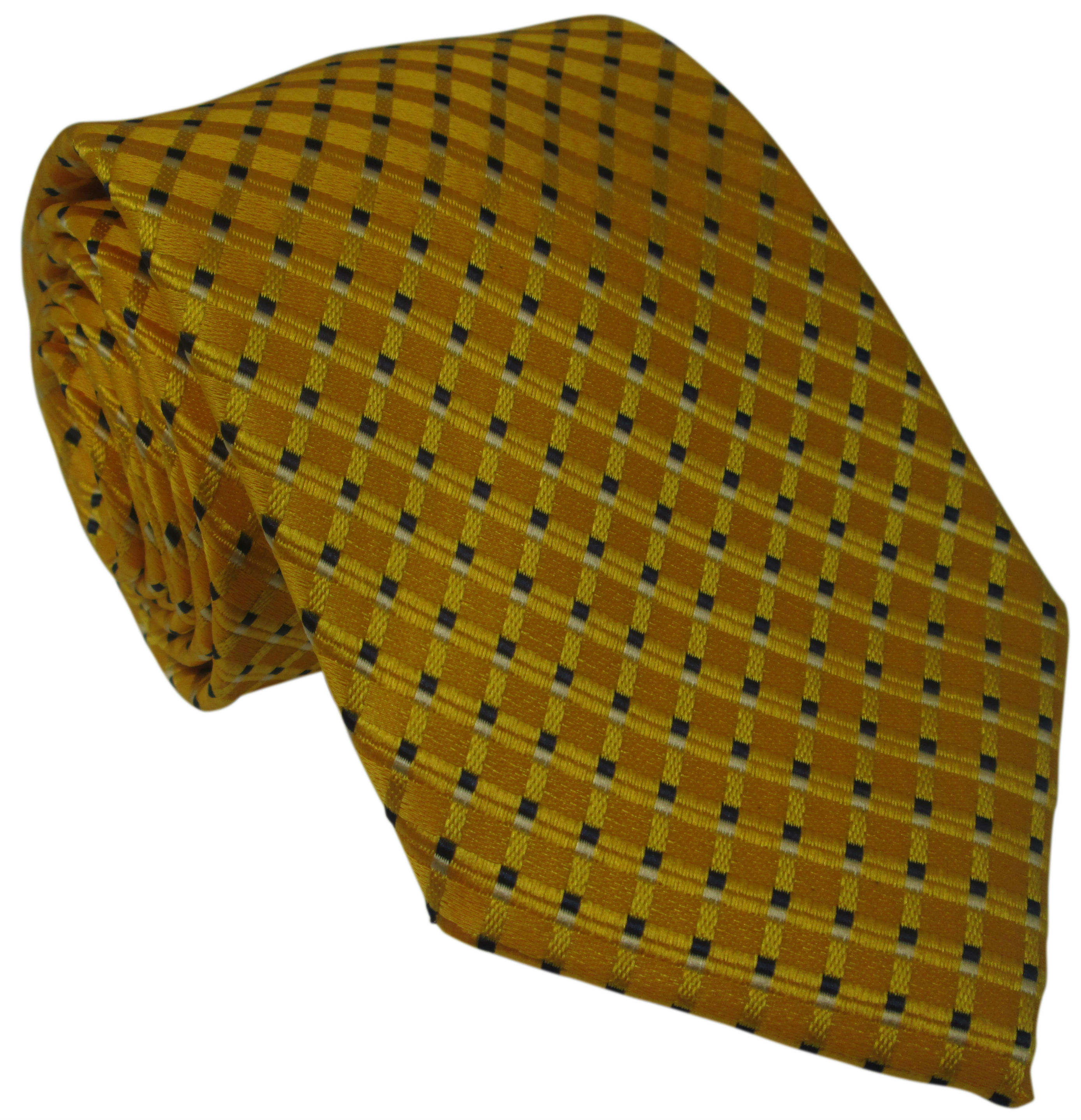 Yellow Silk Tie with Navy Pattern