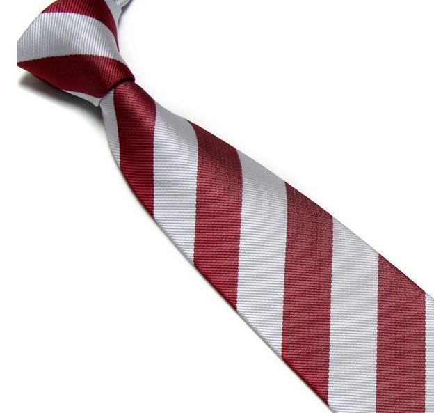 Maroon and Silver Striped Club Tie